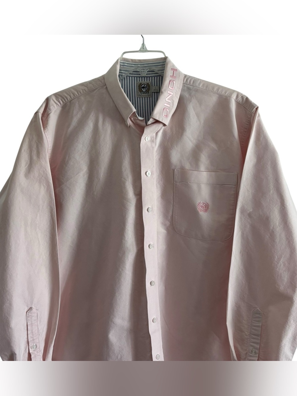 Cinch Large Lg pale pink long sleeve button up shirt. Embroidered. Preloved - Picture 4 of 9